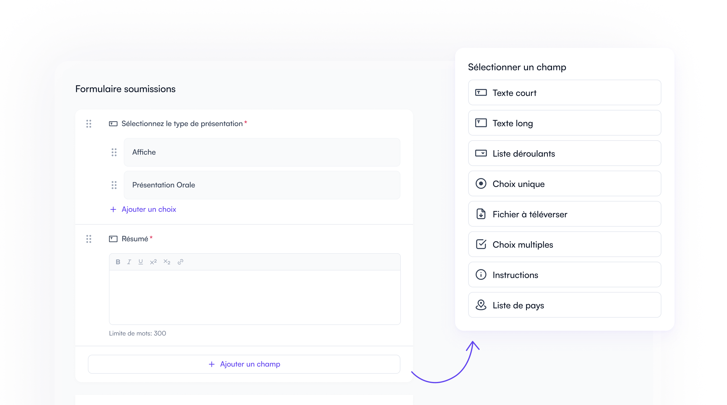 Créateur de formulaire de soumission de résumé dans Fourwaves