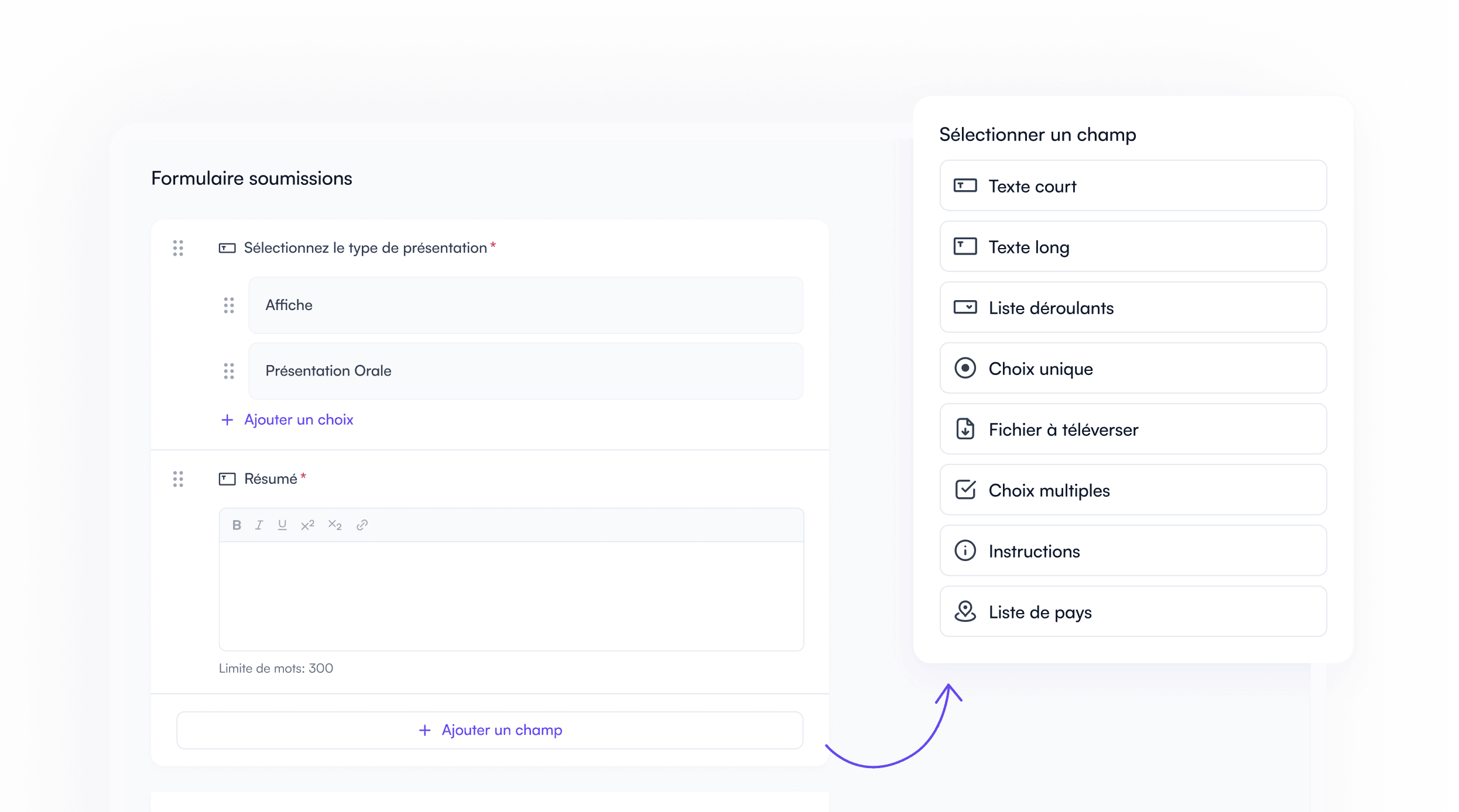 Créateur de formulaire de soumission de résumé dans Fourwaves