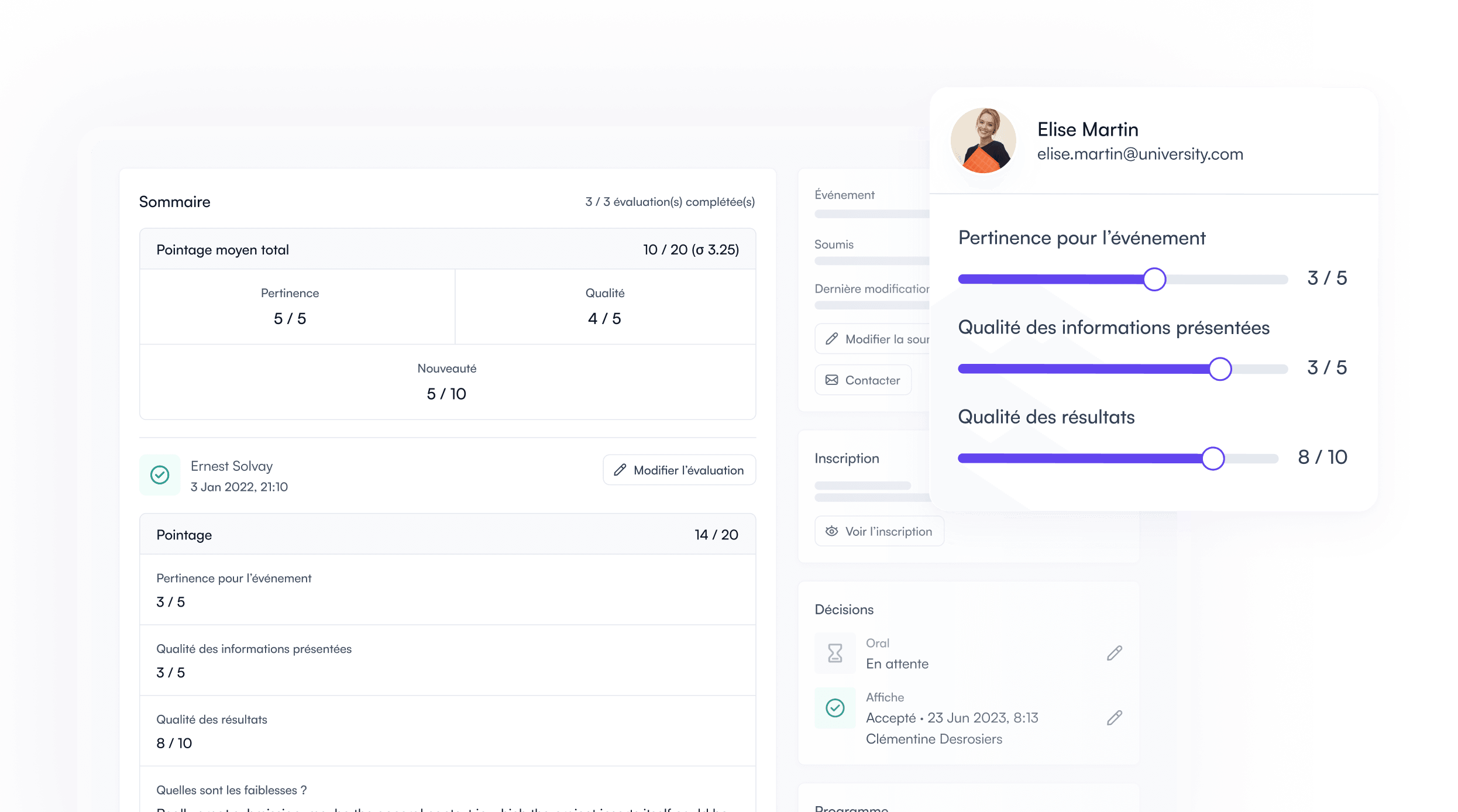 Notes d'évaluation et décisions sur les résumés dans Fourwaves