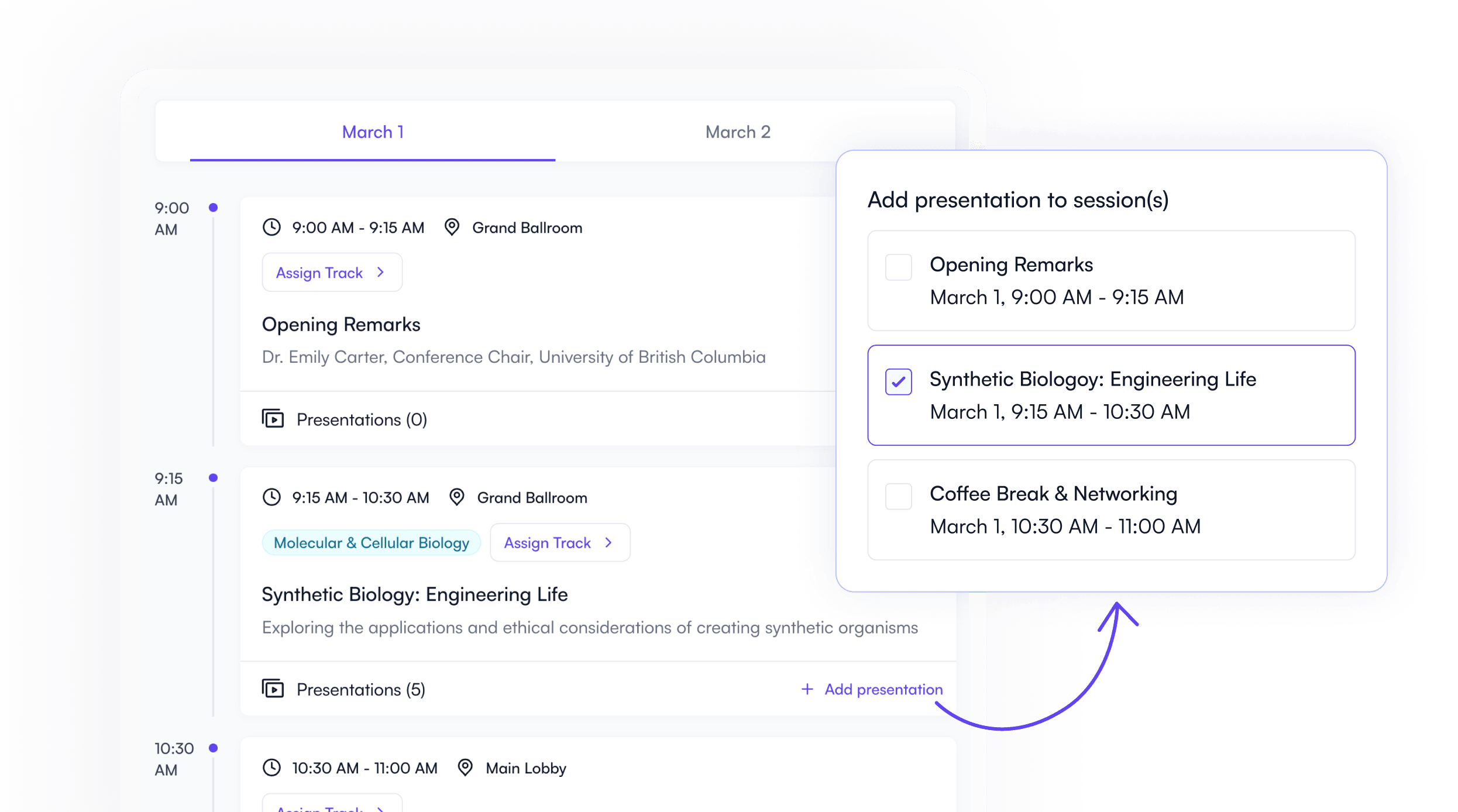 Conference schedule generated from abstract submissions in Fourwaves