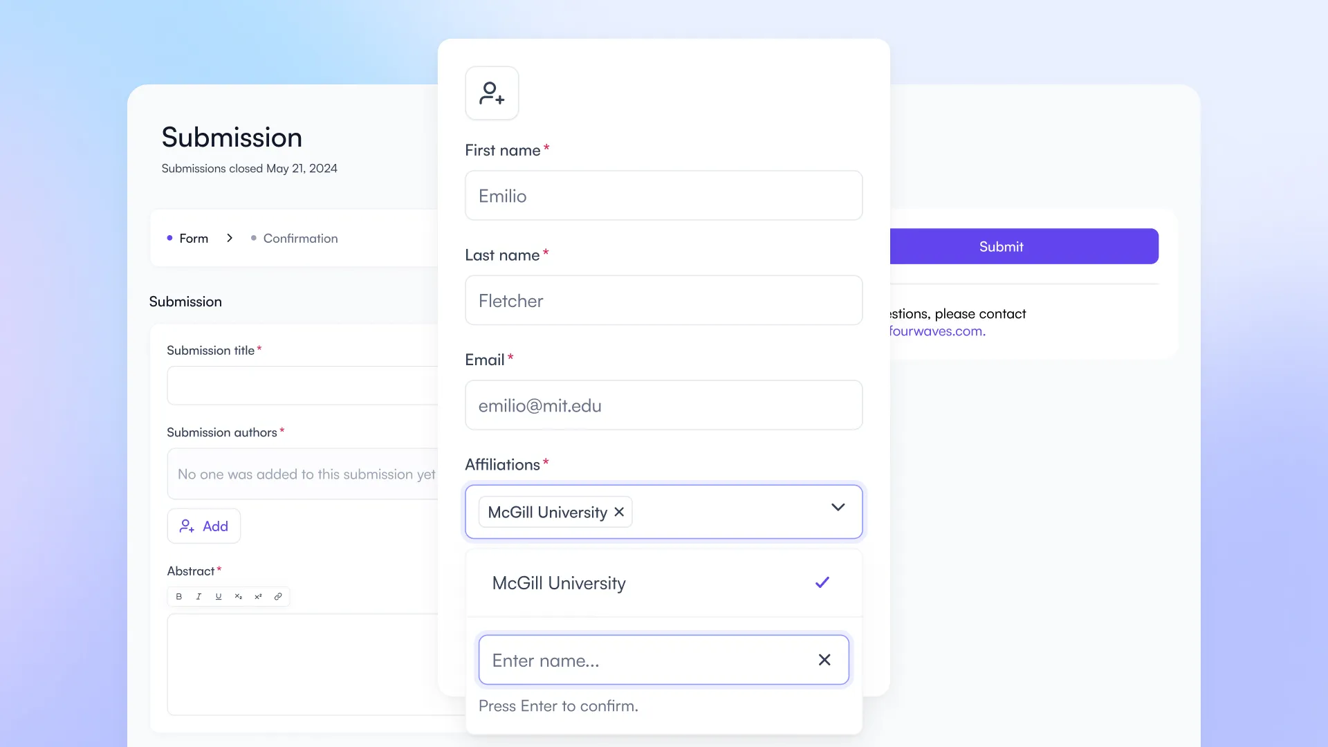 Affiliations field