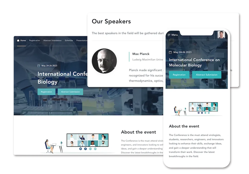 Event website screenshots on Fourwaves