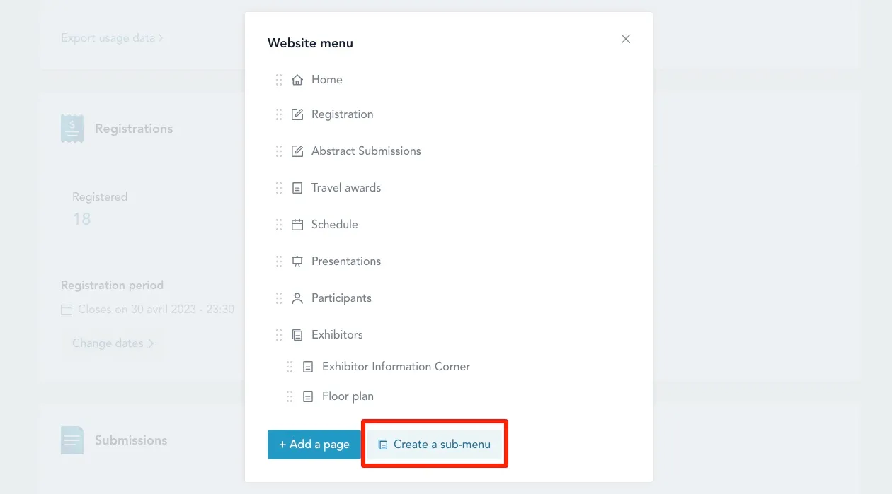 Create sub-menu
