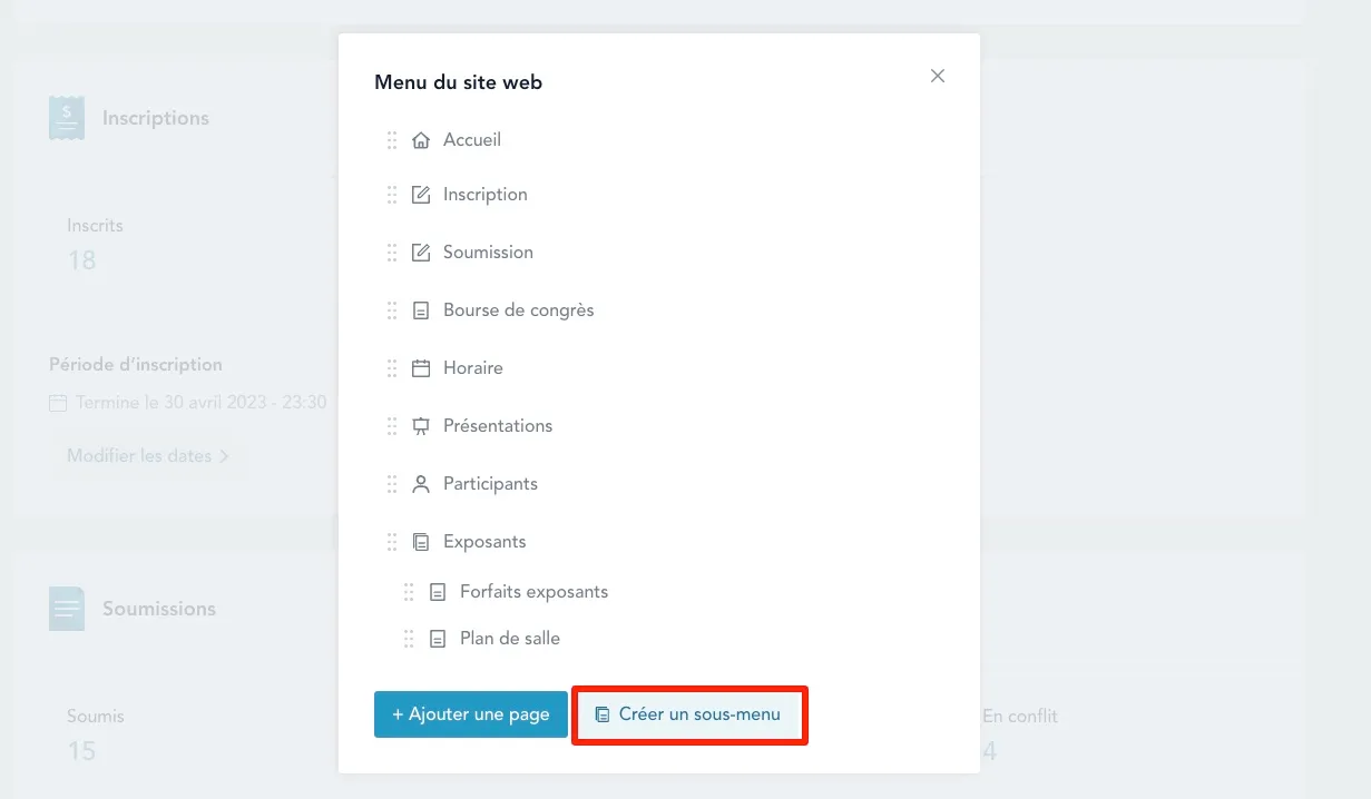 Créer un sous-menu