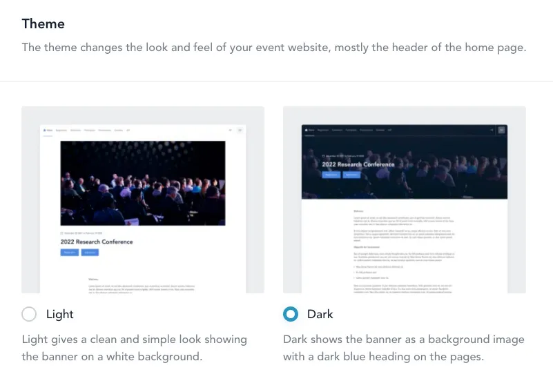Dark theme selector
