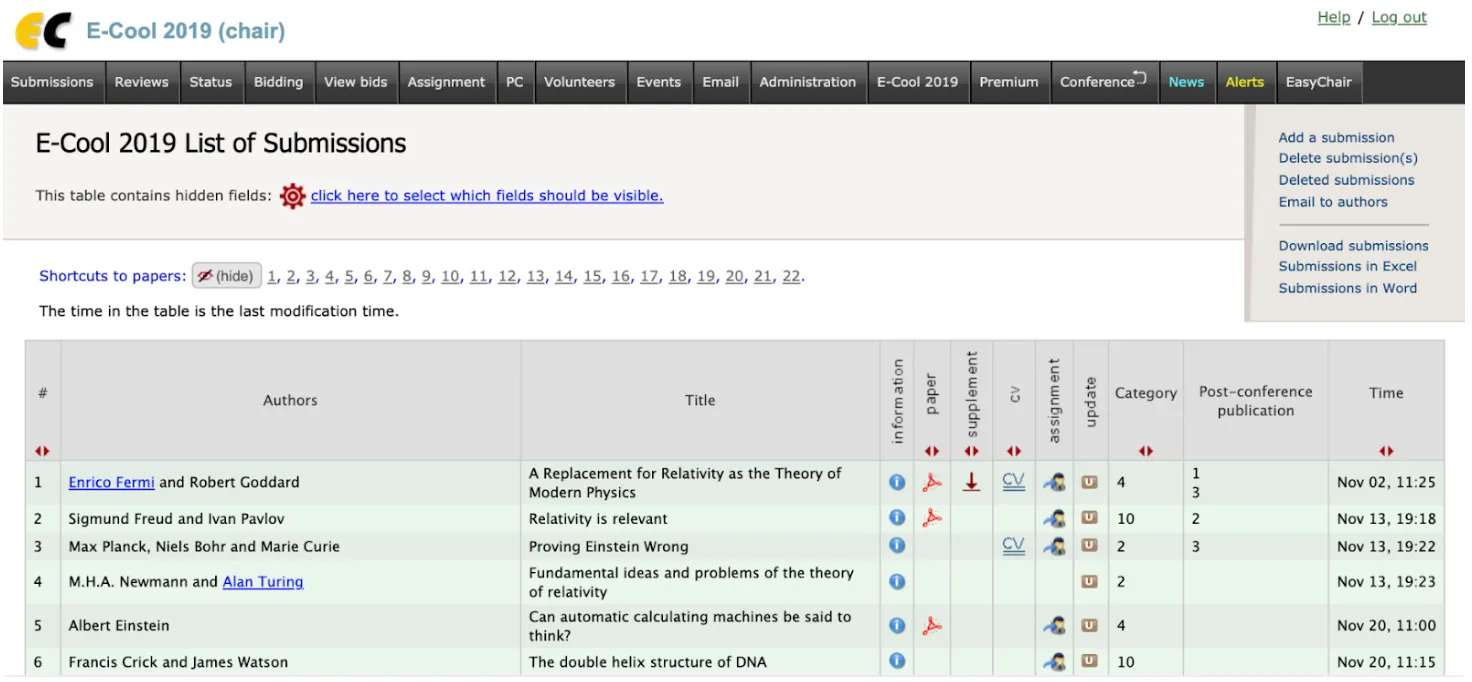 Easychair peer review software