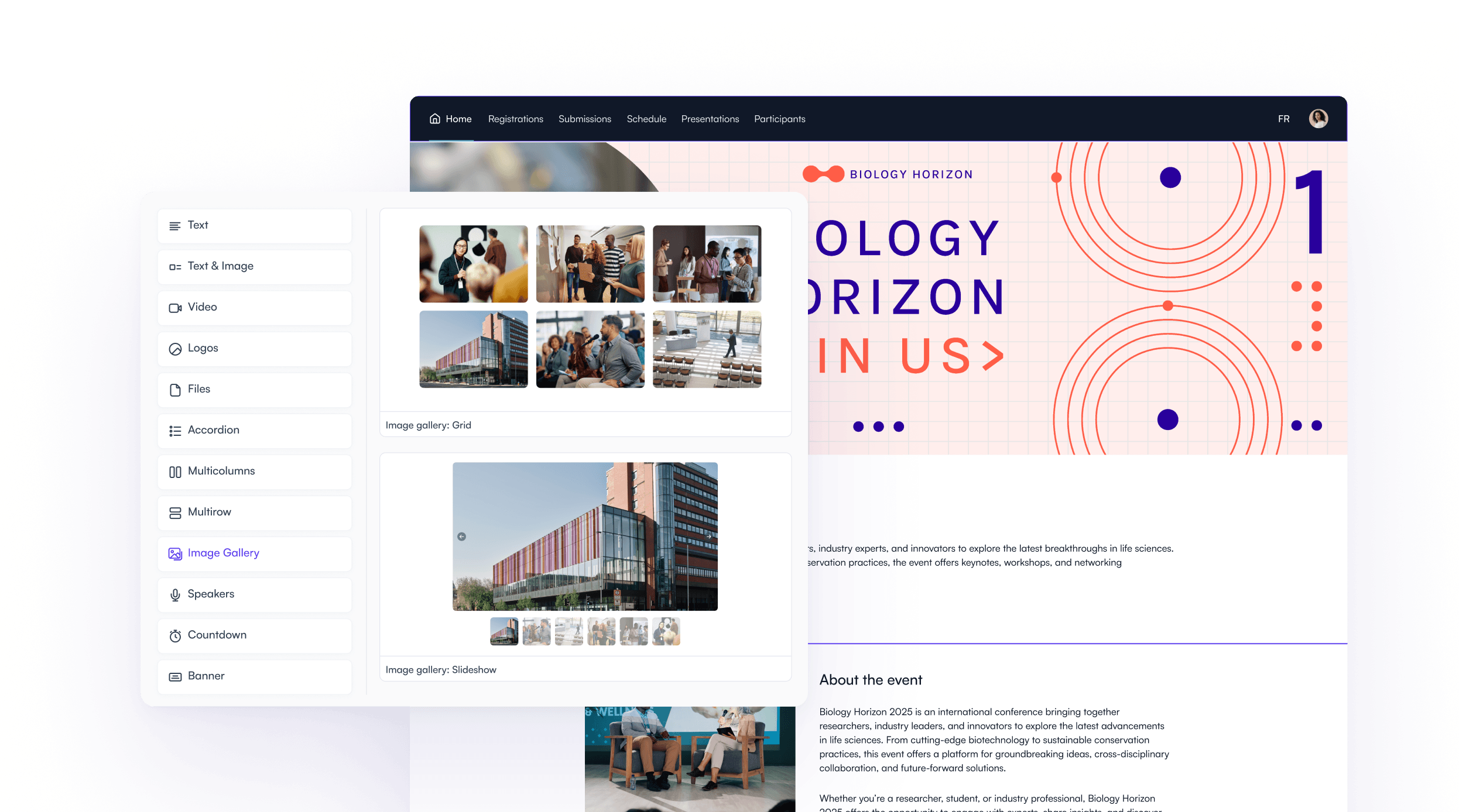 Modern event website built with Fourwaves