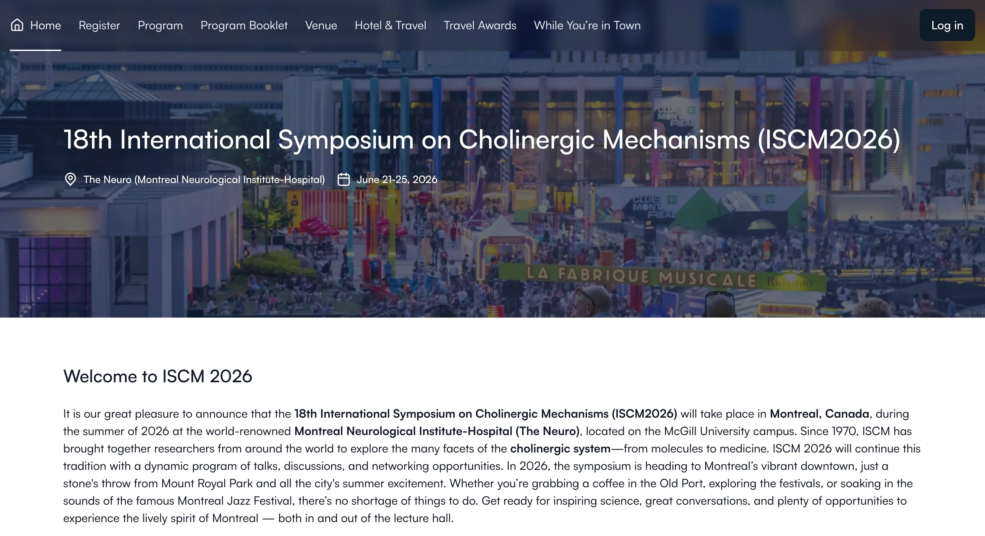 The ISCM2026 event website built with Fourwaves