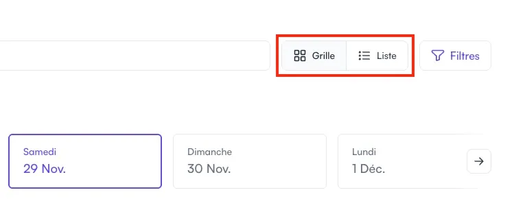 Passez à la vue en grille