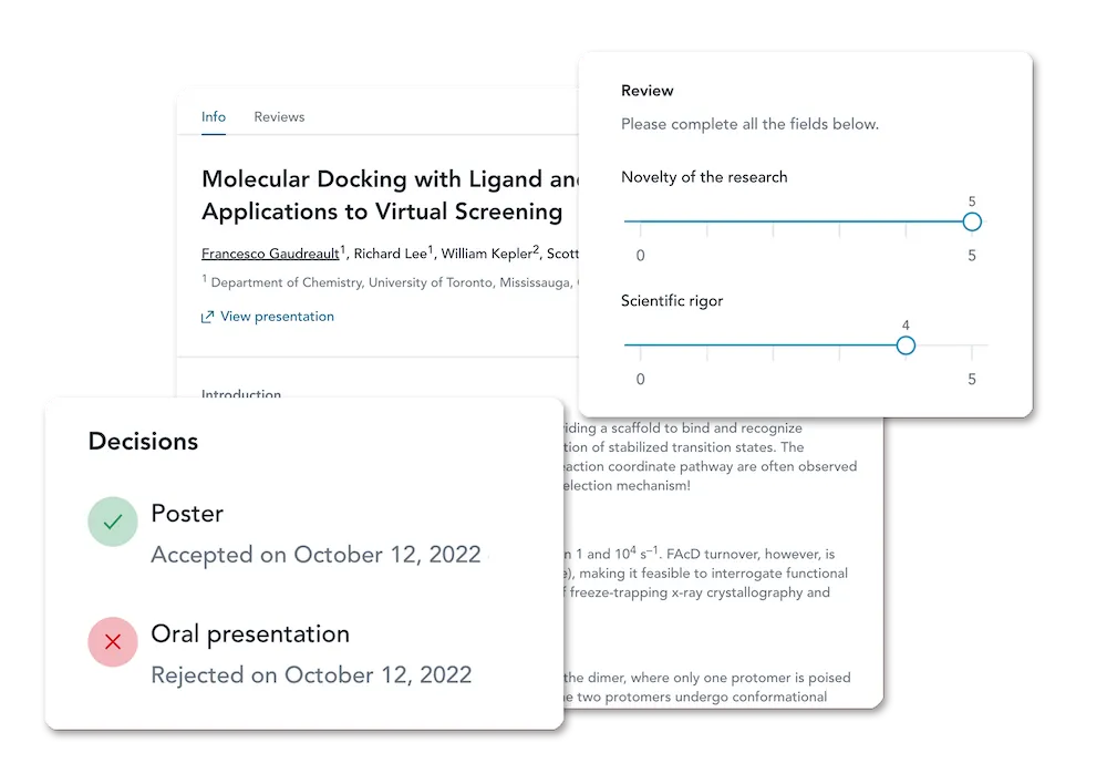 Abstract submissions and peer-review system on Fourwaves