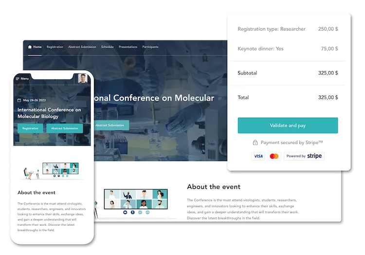 Event website and registrations on Fourwaves