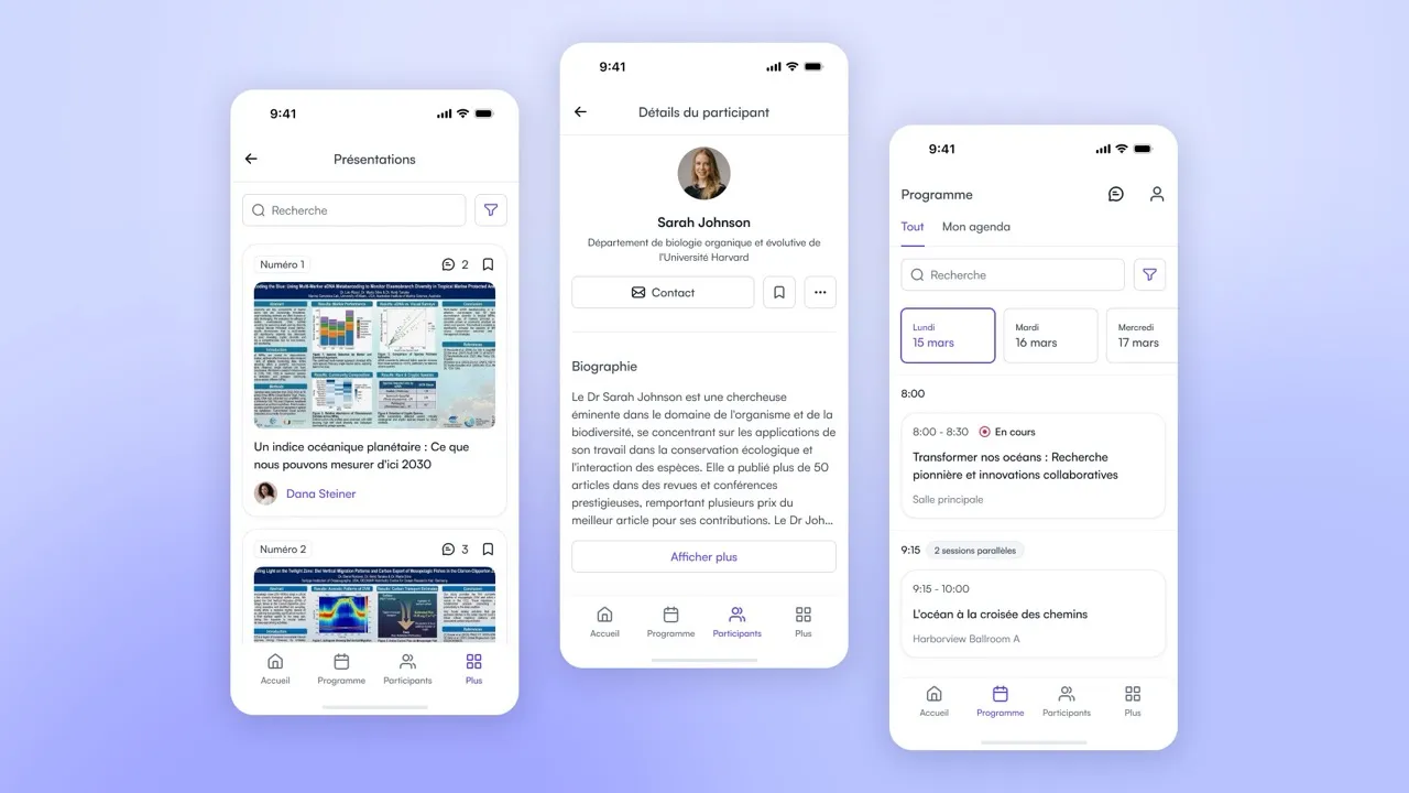 Aperçu de l'application mobile Fourwaves