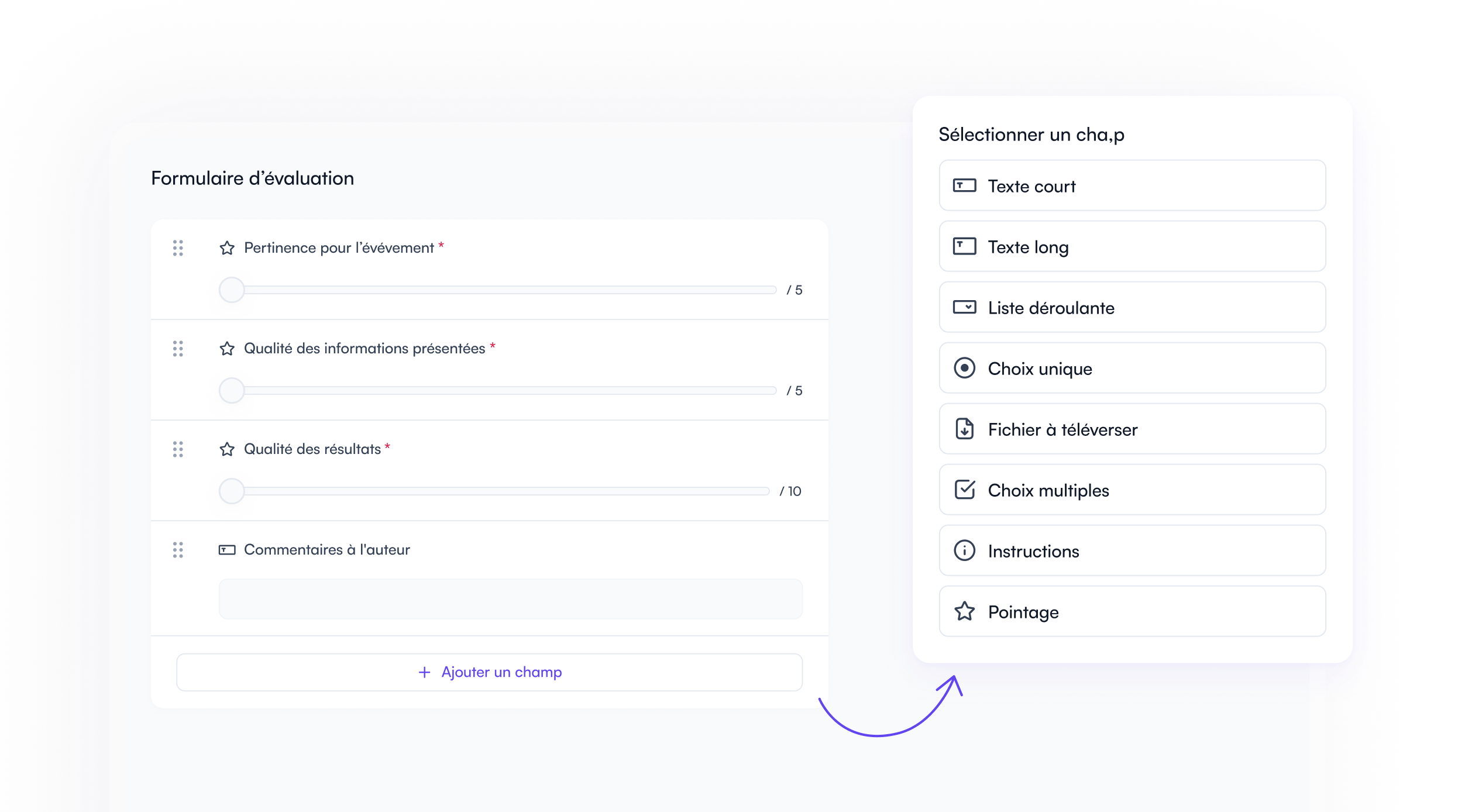 Formulaire d'évaluation par les pairs dans Fourwaves