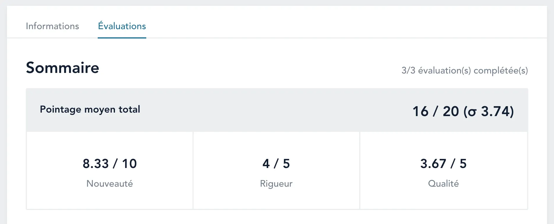 Score d'évaluation