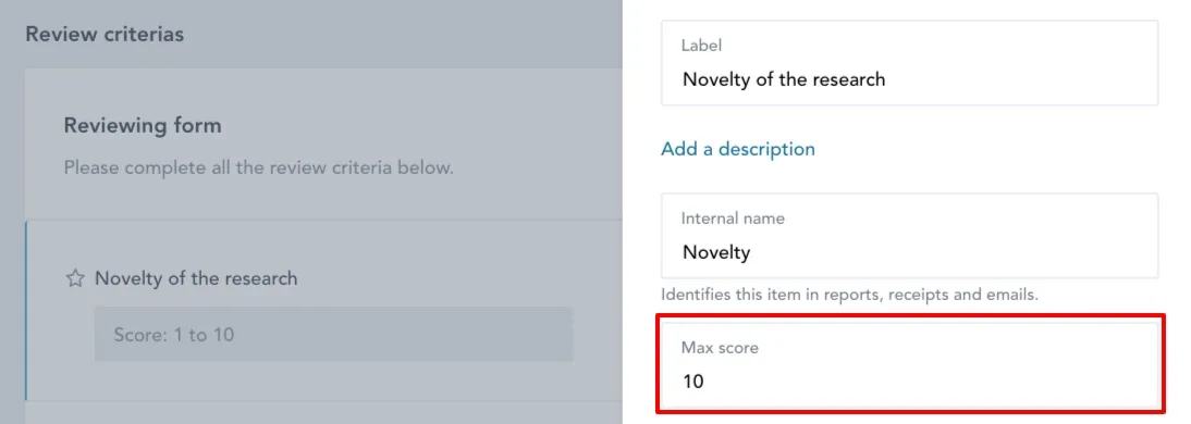 Review max score editor