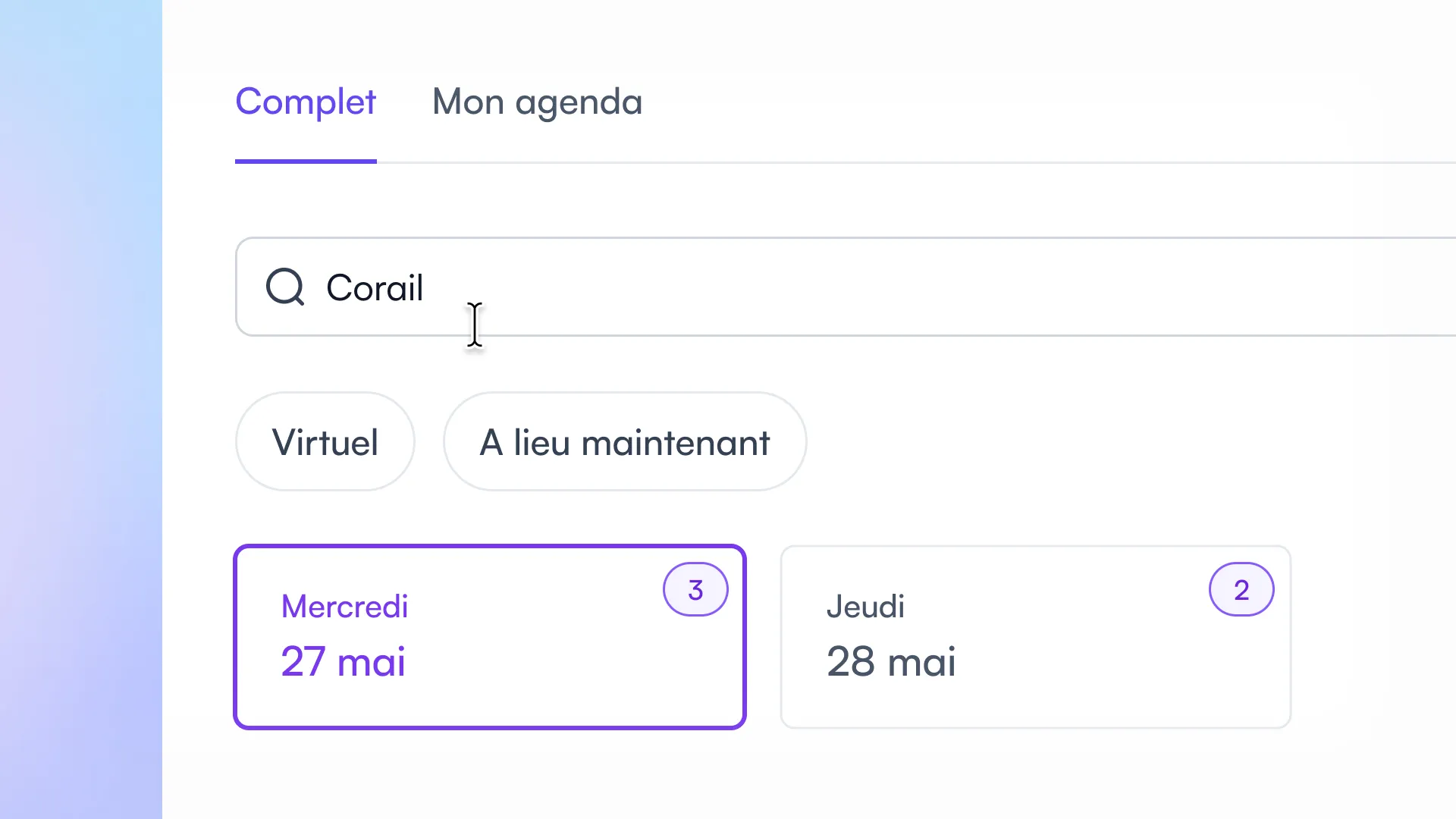 Amélioration sur la fonctionnalité de recherche dans le programme