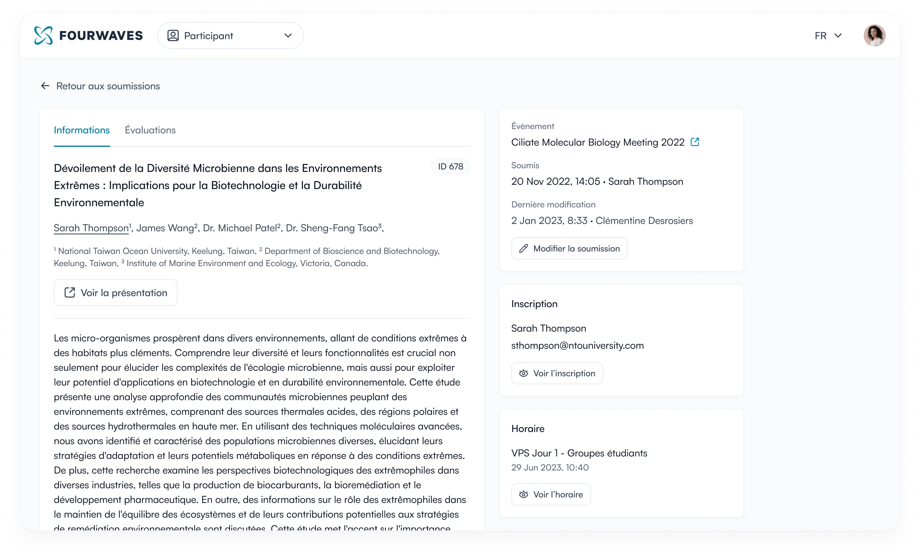 détails de soumission