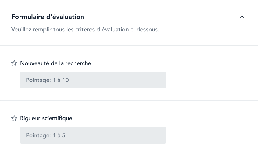 Formulaire d'évaluation