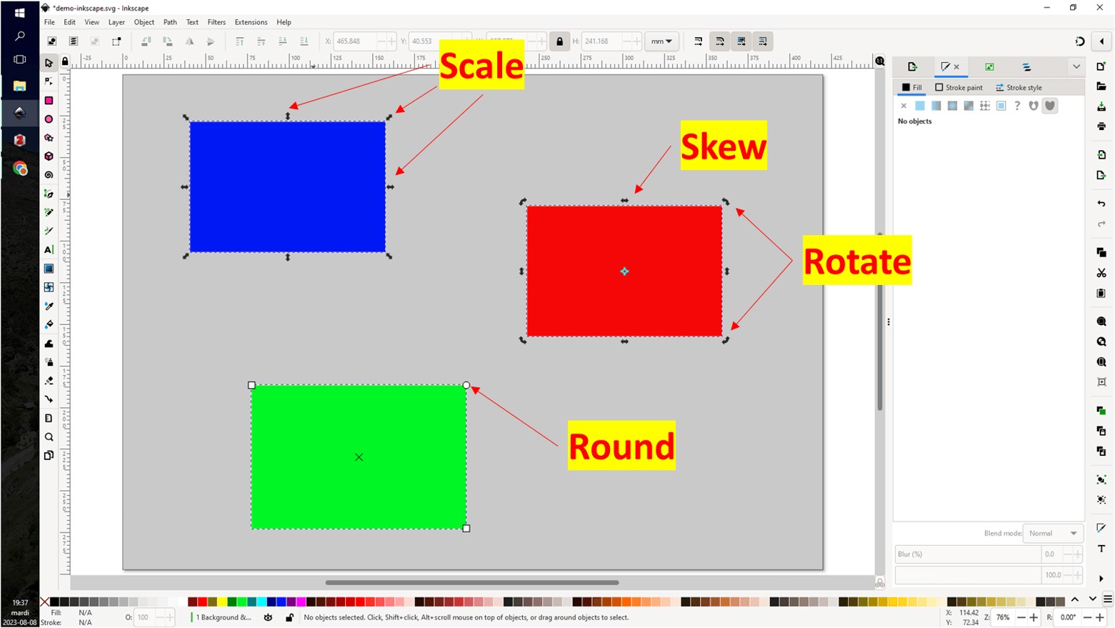 Inkscape: Rotate or Flip Objects