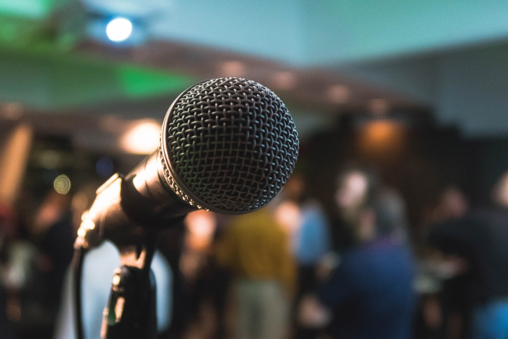 what is conference presenting Microphone close up