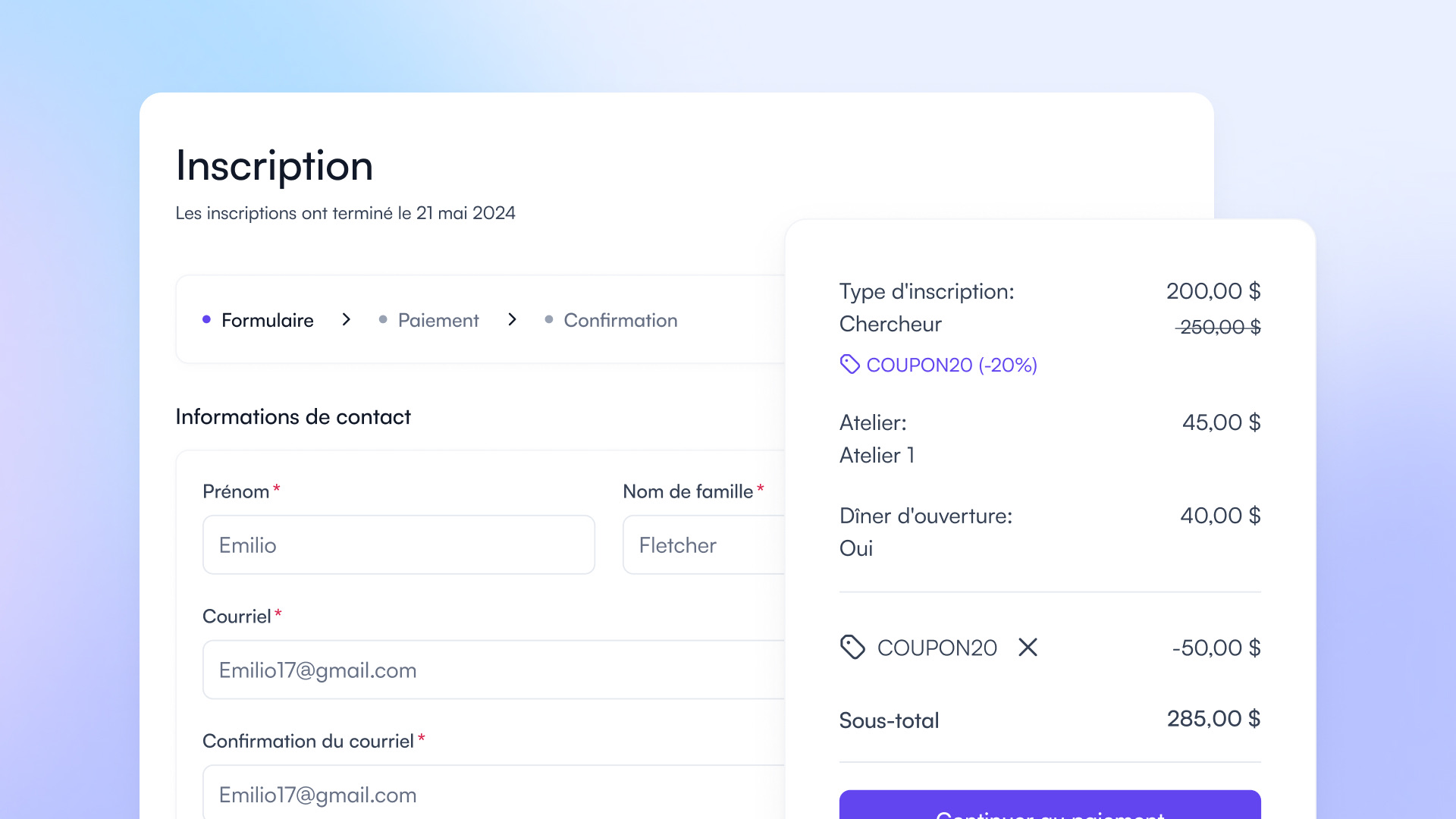 Code promo pour options spécifiques