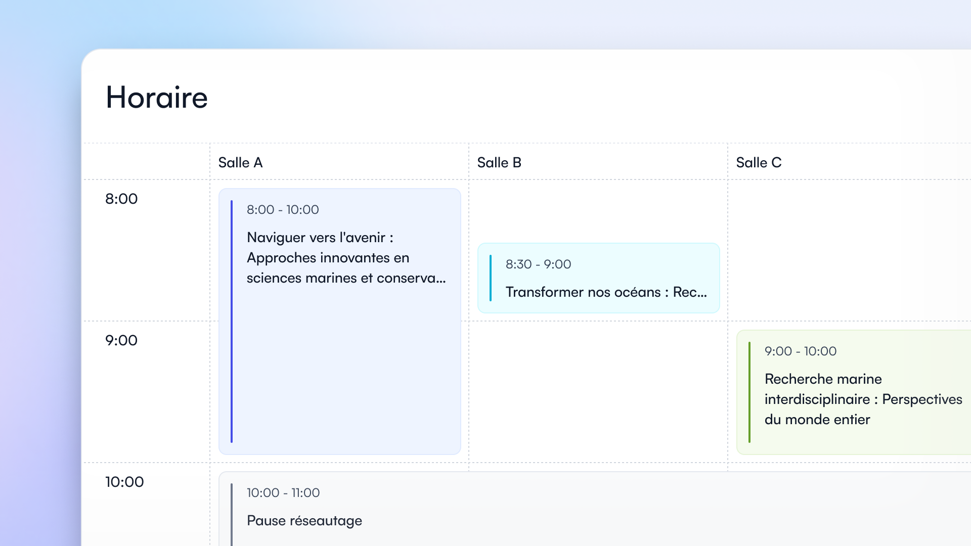 Vue en grille du programme