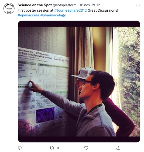 Tweet with a picture of a poster session