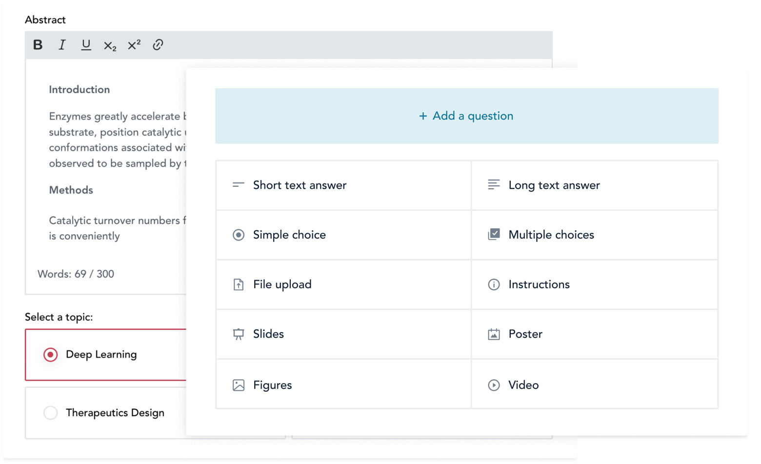 Abstract submission form builder