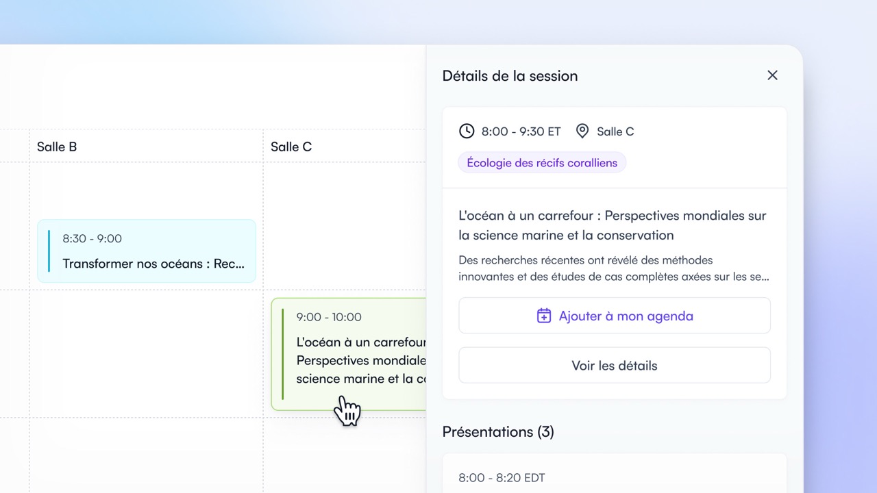 Panneau latéral de navigation du programme