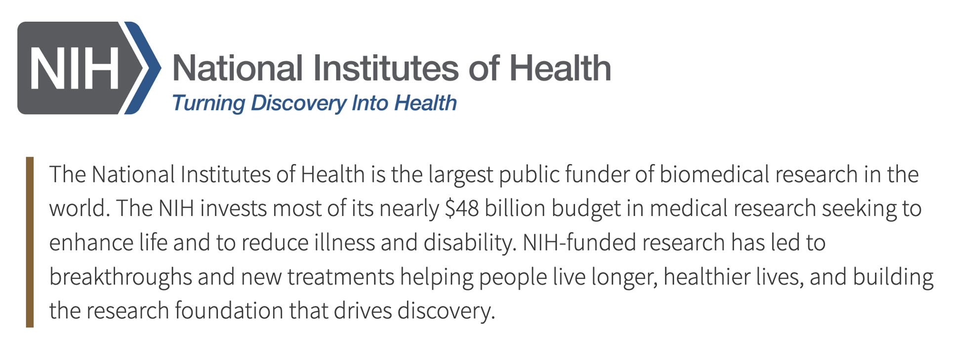 NIH Funding Statement