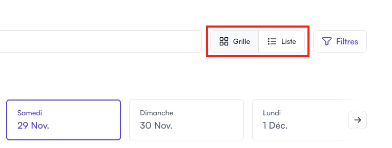 Passez à la vue en grille