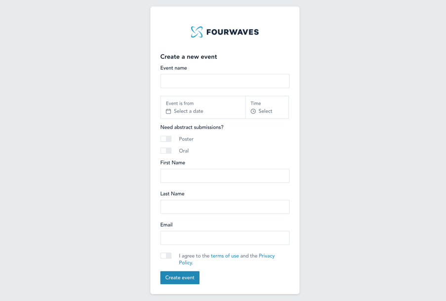 Step 1 - Create your event on Fourwaves