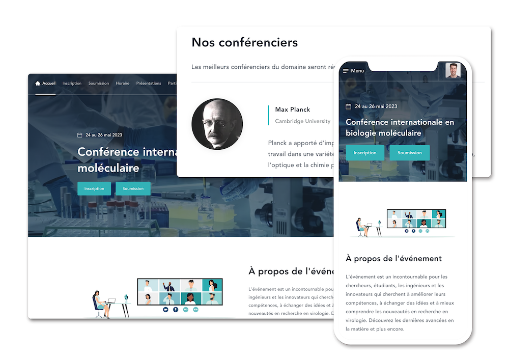 Captures d'écran de site web d'événement sur Fourwaves