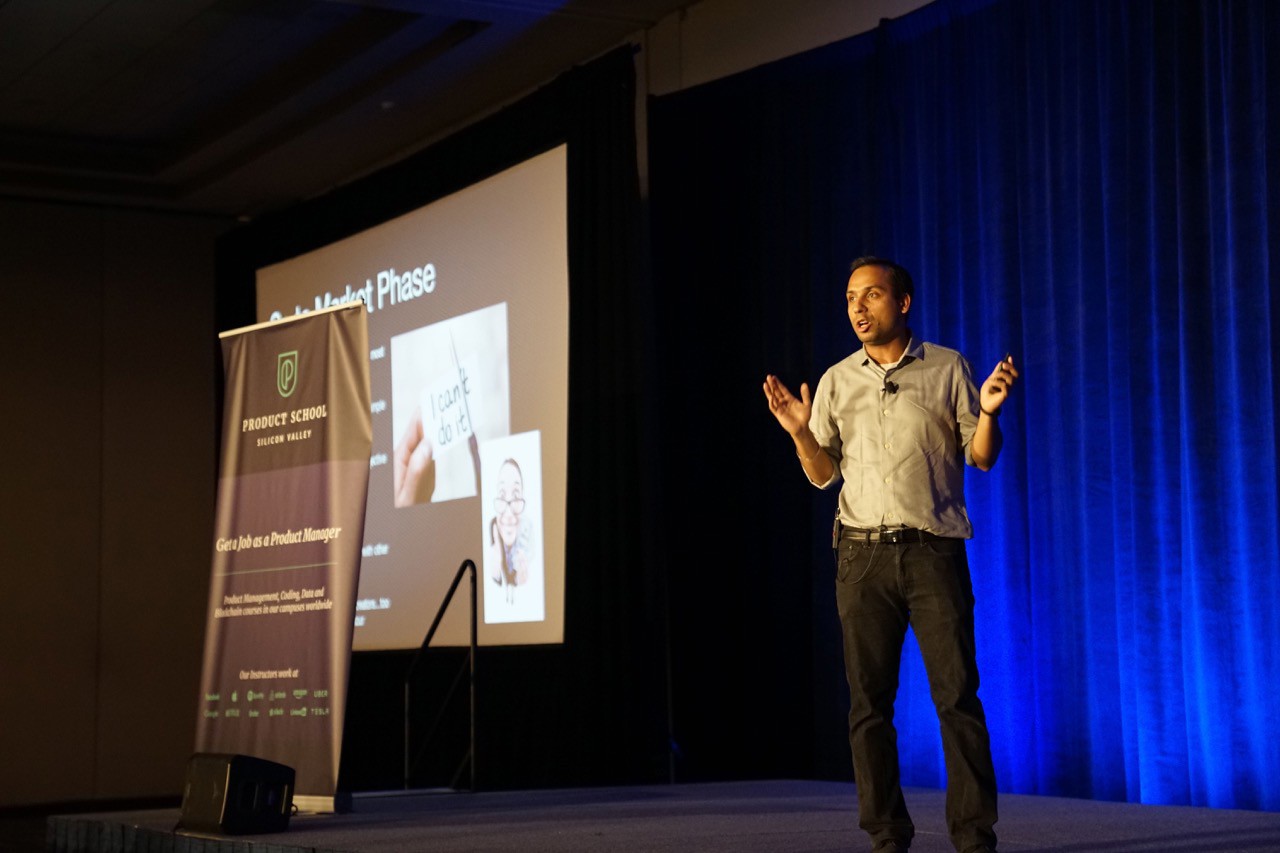 A speaker telling a story at a conference