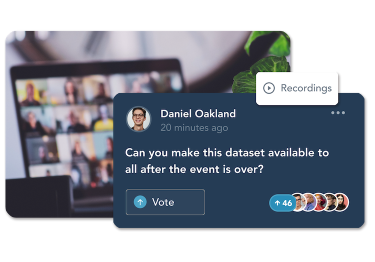 Questions can be upvoted and recordings can be available on Fourwaves