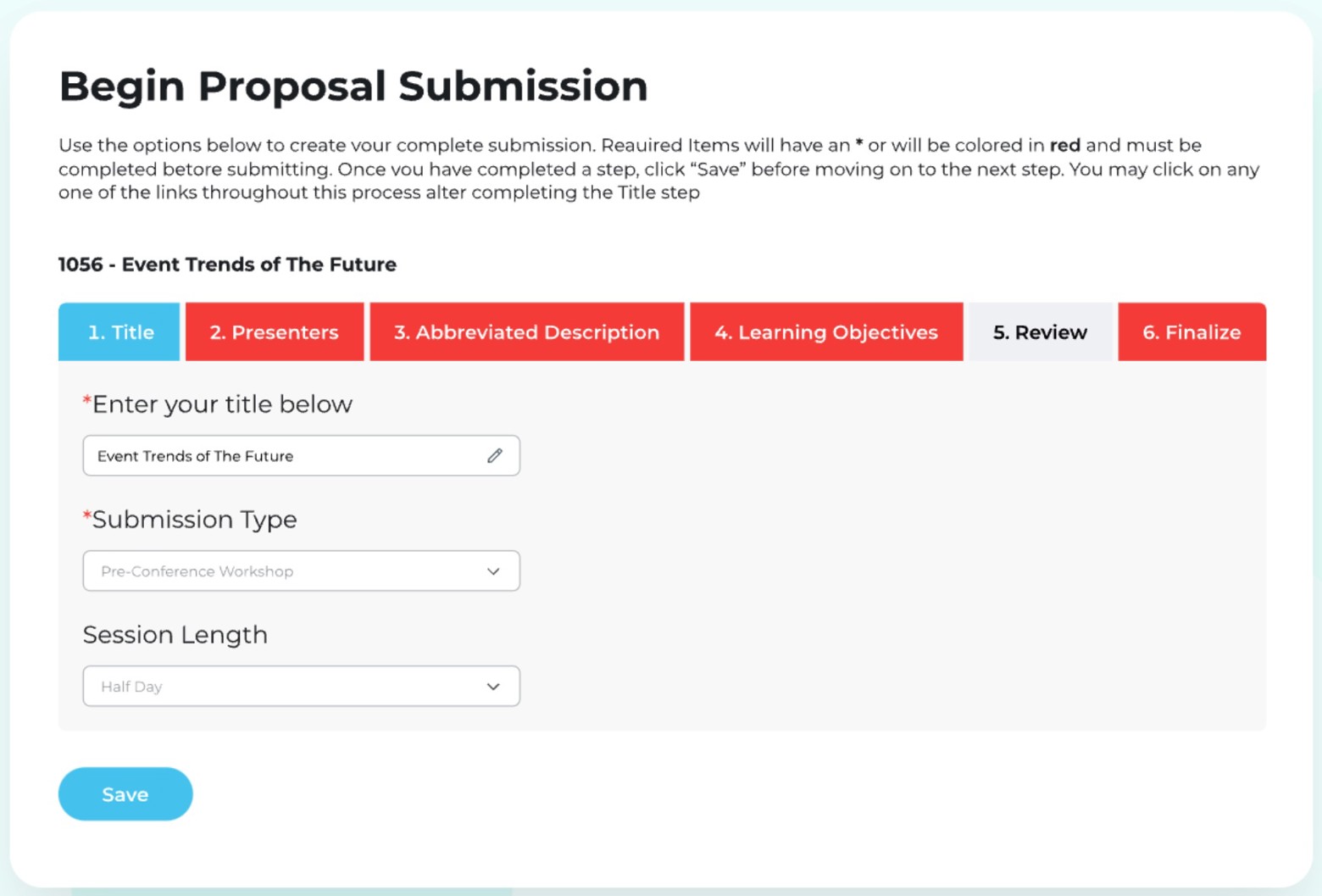 Proposal submission screenshot of Attendee Interactive