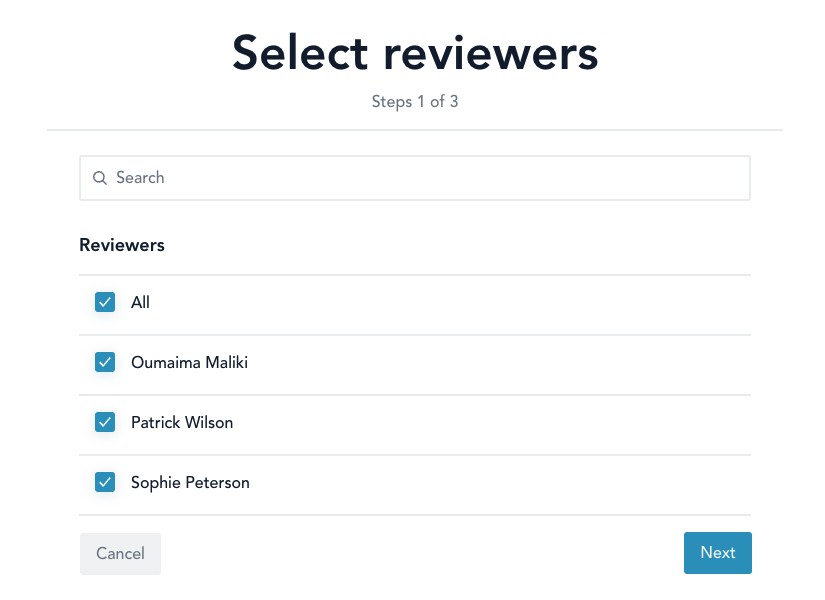 Reviewer selection step