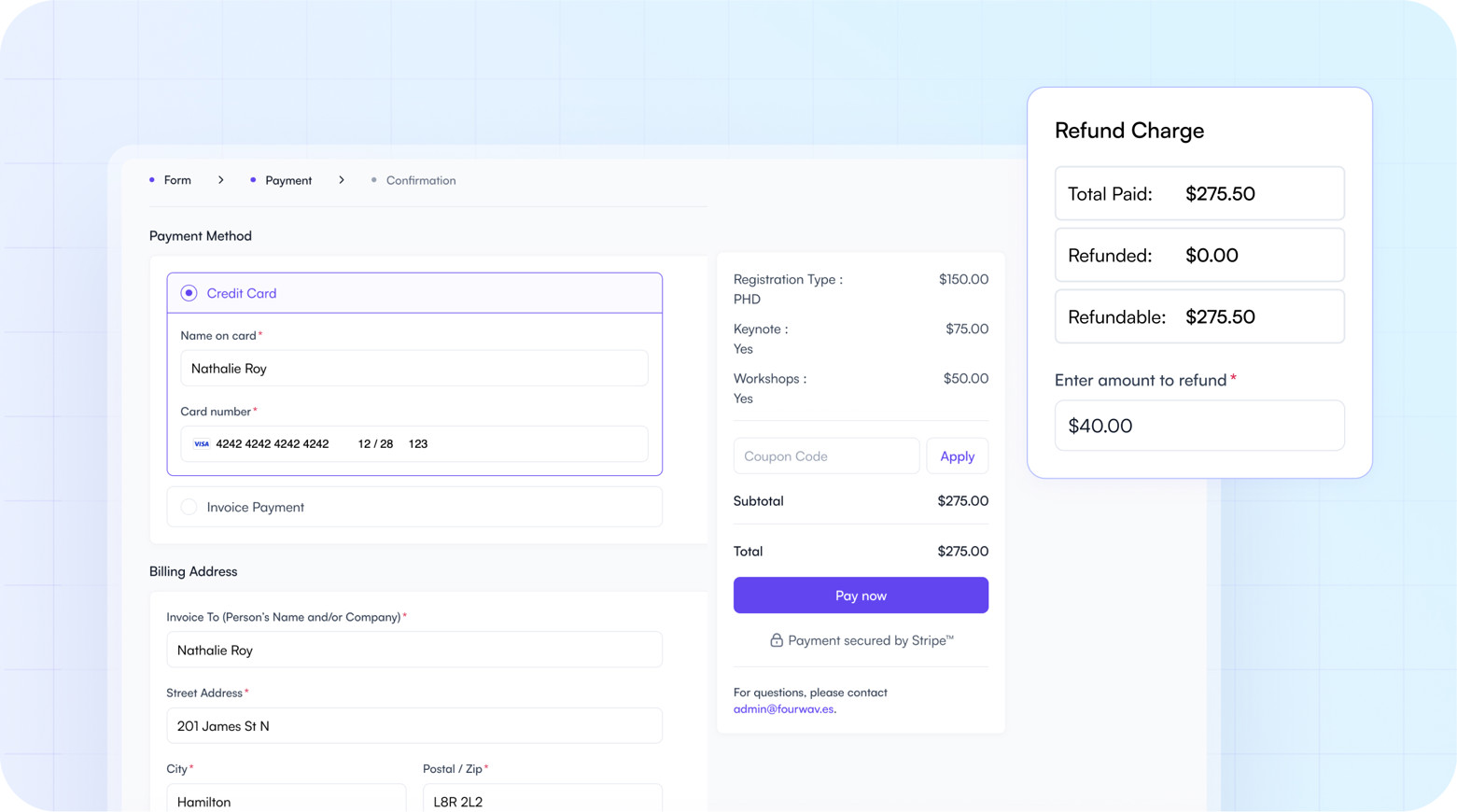 Event Registration Checkout on Fourwaves